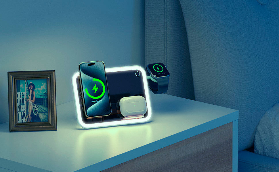 Makeup Mirror 3 in 1 Wireless Charger Qi2