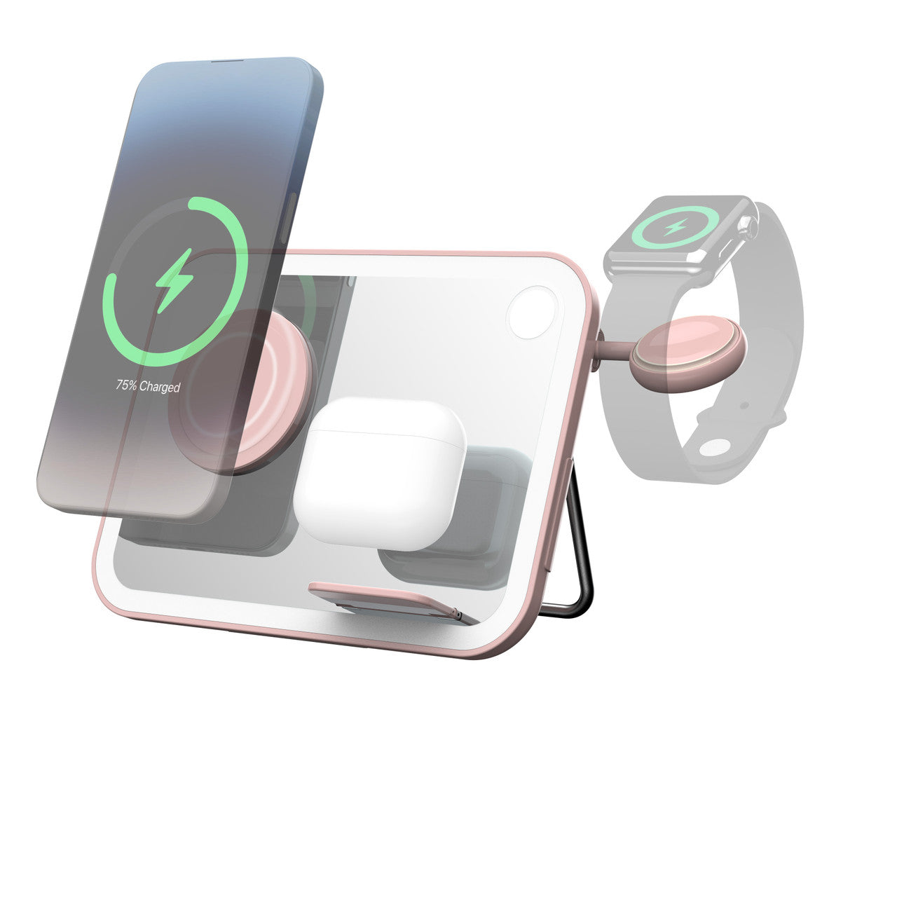 Mirror 3 in 1 Wireless Charger Qi2 Pink