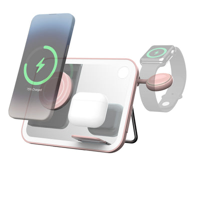 Mirror 3 in 1 Wireless Charger Qi2 Pink