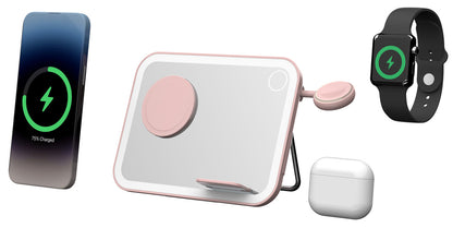 Mirror 3 in 1 Wireless Charger Qi2 Pink