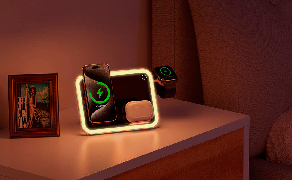 Mirror 3 in 1 Wireless Charger Qi2 Pink