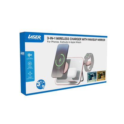 Mirror 3 in 1 Wireless Charger Qi2 Pink