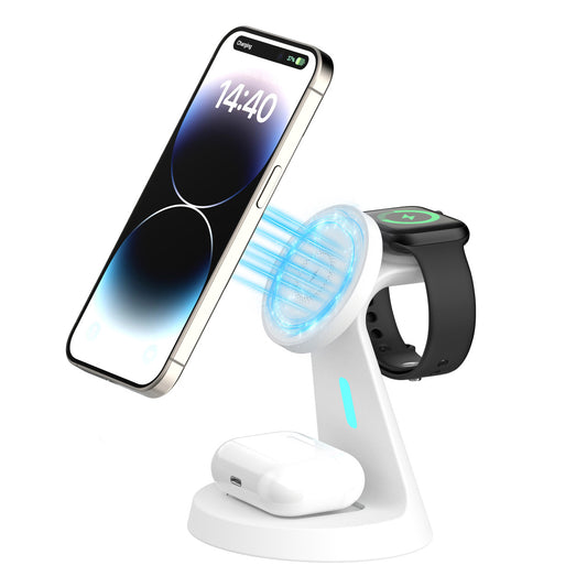 Laser 3 in 1 Wireless Charging Stand White