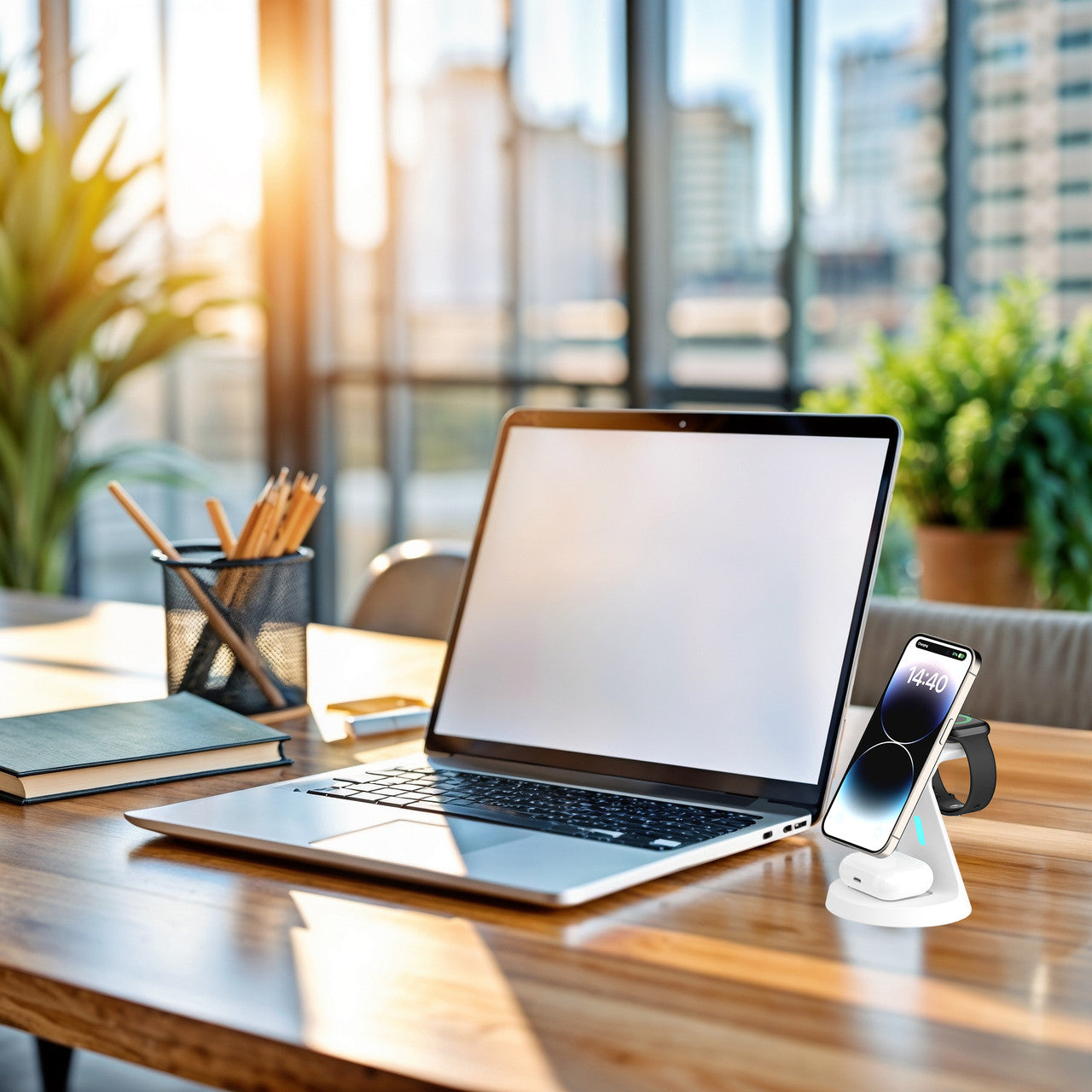 Laser 3 in 1 Wireless Charging Stand White