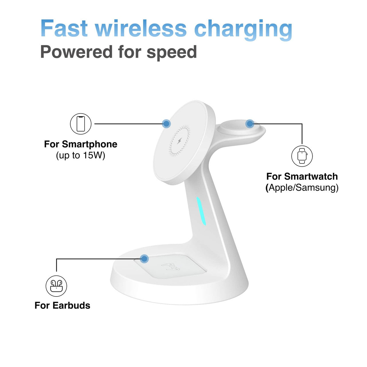 Laser 3 in 1 Wireless Charging Stand White