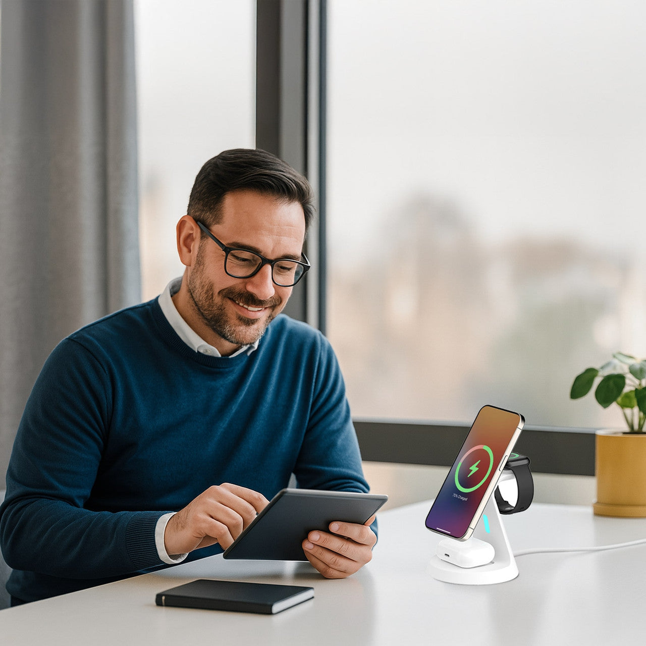 Laser 3 in 1 Wireless Charging Stand White