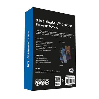 Laser ChargeCore Foldable 3 in 1 MagSafe Charger