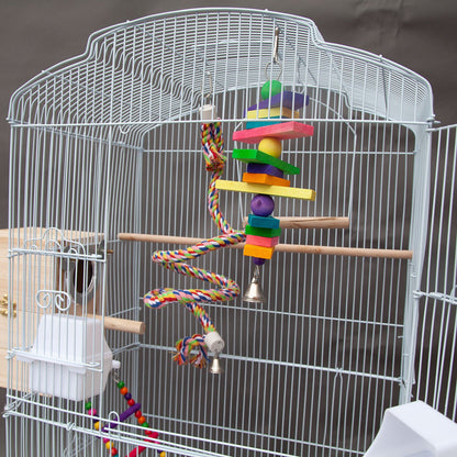 Samland DOME TOP HIGH BIRD CAGE ON STAND WITH PLAY TOYS WHITE