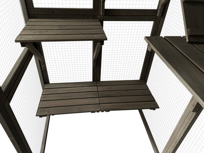 Samland Wooden Cat Cage Walk in Cat Condo House Kitten Ferret Enclosure Cage