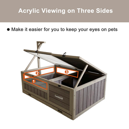 Samland Wooden Tortoise House Cage, Indoor Enclosure House Reptile Habitat Cage Box