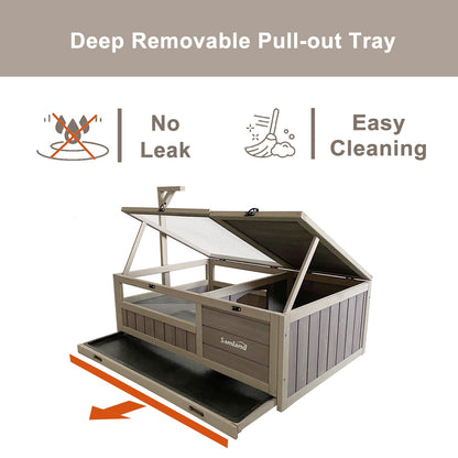 Samland Wooden Tortoise House Cage, Indoor Enclosure House Reptile Habitat Cage Box