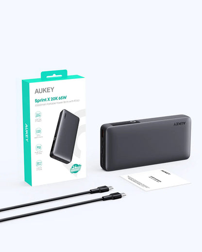 Aukey Sprint X 20K 65W 20000mAh Portable Power Bank with PD3.0 (PB-Y43)