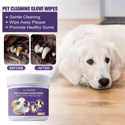 JAYSUING Pet Cleaning Glove Wipes, Pet Gum Care Gently Clean Dental Tartar Odor