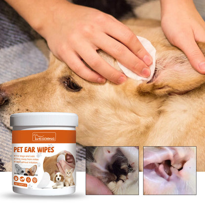 Yegbong Pet Ear Wipes for Cleaning and Deodorizing to Remove Ear Mites and Wax