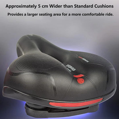 Wide, cushioned, and shock-absorbing bike saddle with memory foam and waterproof design – ensures ultimate comfort and support for every ride, whether on MTB, road, or indoor exercise bikes.