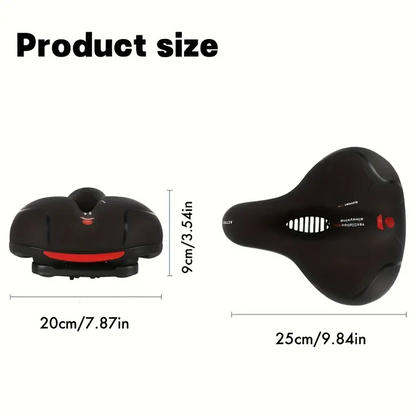 Wide, cushioned, and shock-absorbing bike saddle with memory foam and waterproof design – ensures ultimate comfort and support for every ride, whether on MTB, road, or indoor exercise bikes.