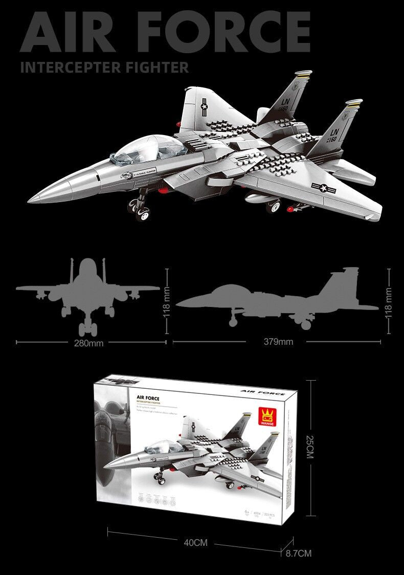 Christmas gift F-15 Eagle Fighter Jet Building Blocks Set, 223 Pieces Military Aircraft Model Kit for Kids & Enthusiasts（F15 fighter）