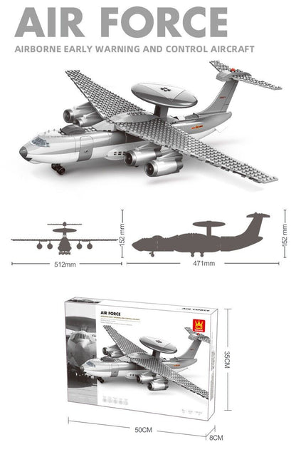 Christmas gift KJ2000 Airborne Early Warning Aircraft Building Blocks Set, 199 Pieces Military Model Kit for Kids Aged 6+ & Enthusiasts（KJ2000 early warning aircraft）