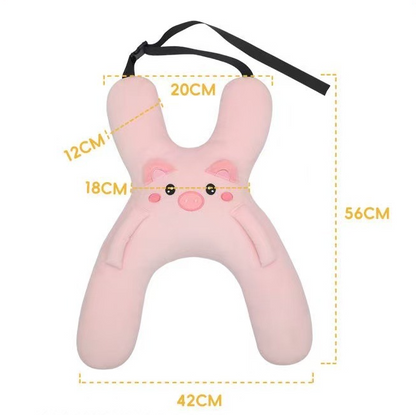 Christmas gift for kids-Kids Travel Pillow, Ergonomic Plush Support for Car Rides, Comfortable Sleep Companion for Children（pink pig）