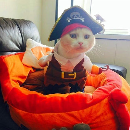 Pet products  New Funny Pet Clothes Pirate Dog Cat Costume Suit Corsair Dressing up Party Apparel Clothing for Cat Dog Plus Hat