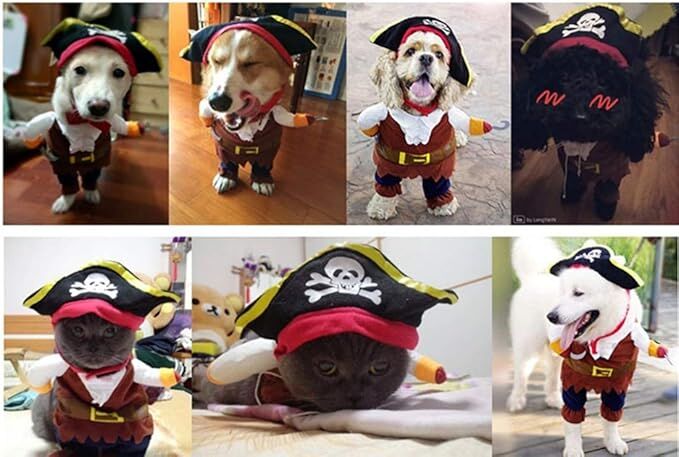 Pet products  New Funny Pet Clothes Pirate Dog Cat Costume Suit Corsair Dressing up Party Apparel Clothing for Cat Dog Plus Hat