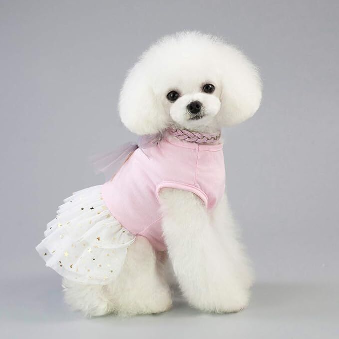 Pet products 2-Pack Small Dog Dress Female Tiny Puppy Clothes Girl Tutu for Dogs Dresses Harness Birthday Apparel（Chest circumference27cm, back length16cm, neck circumference20cm）