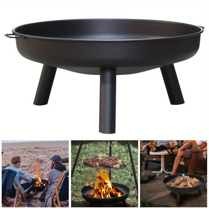Outdoor Metal Fire Pit Bowl with Handles & Legs