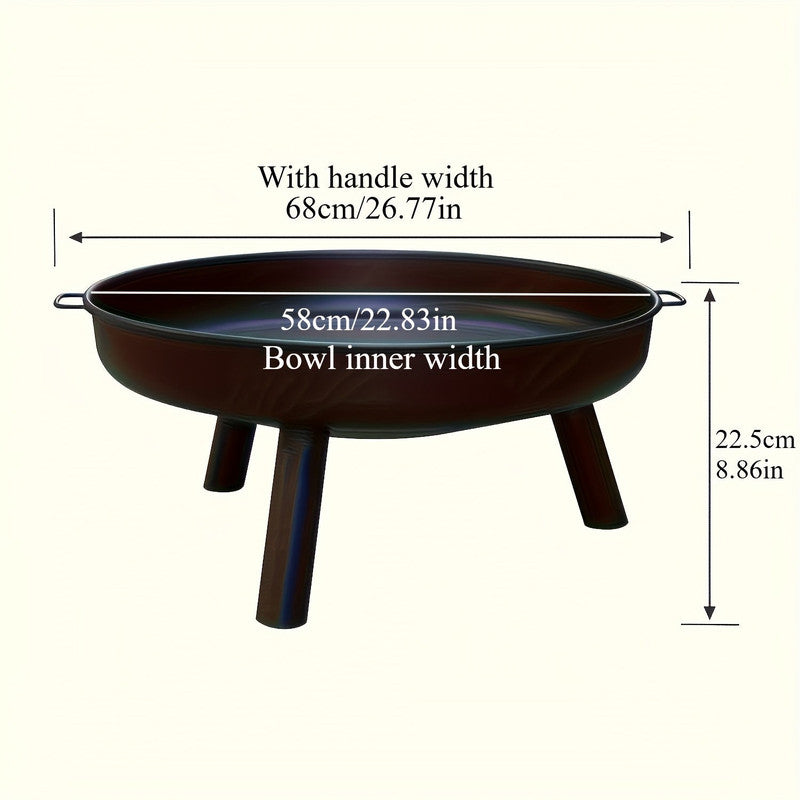 Outdoor Metal Fire Pit Bowl with Handles & Legs