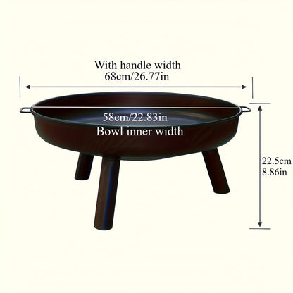 Outdoor Metal Fire Pit Bowl with Handles & Legs