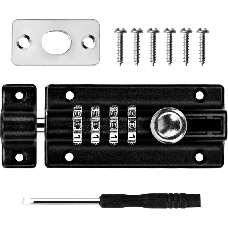 Combination Lock Latch 4 Digit Combination Lock Mechanical Code Door Lock Keyless Lock Slide Tamper Proof Door Lock For