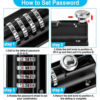 Combination Lock Latch 4 Digit Combination Lock Mechanical Code Door Lock Keyless Lock Slide Tamper Proof Door Lock For