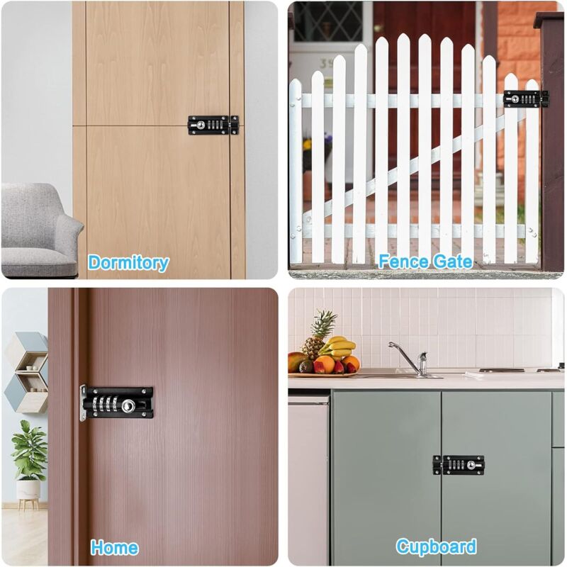 Combination Lock Latch 4 Digit Combination Lock Mechanical Code Door Lock Keyless Lock Slide Tamper Proof Door Lock For