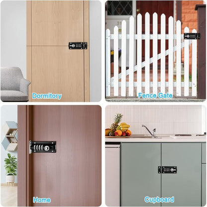 Combination Lock Latch 4 Digit Combination Lock Mechanical Code Door Lock Keyless Lock Slide Tamper Proof Door Lock For
