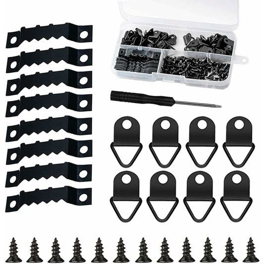 251 Pieces Picture Frame Hangers Picture Hanging Kit Photo Frame Hangers With Storage Box And 150 Screws Black