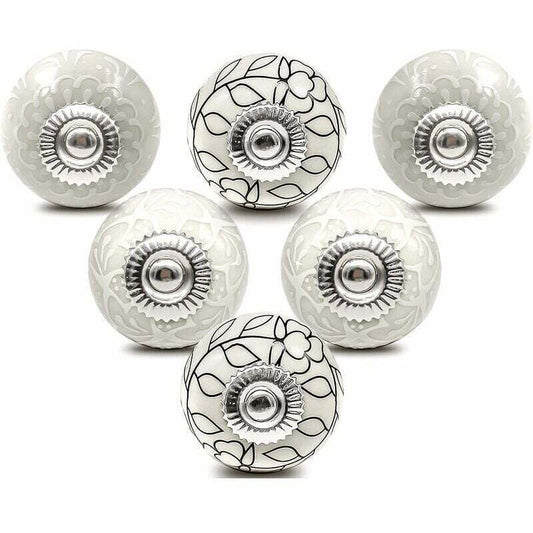 Porcelain Furniture Knob Ceramic Dresser Handle Vintage Door Knobs For Cupboard Drawer (6 Pieces)