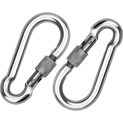 2 Pieces 304 Stainless Steel Carabiner, Stainless Steel Screw Gate Carabiner, Stainless Steel Carabiner, For Hanging