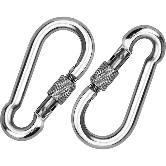 2 Pieces 304 Stainless Steel Carabiner, Stainless Steel Screw Gate Carabiner, Stainless Steel Carabiner, For Hanging