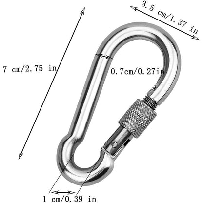 2 Pieces 304 Stainless Steel Carabiner, Stainless Steel Screw Gate Carabiner, Stainless Steel Carabiner, For Hanging