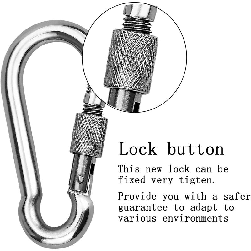 2 Pieces 304 Stainless Steel Carabiner, Stainless Steel Screw Gate Carabiner, Stainless Steel Carabiner, For Hanging