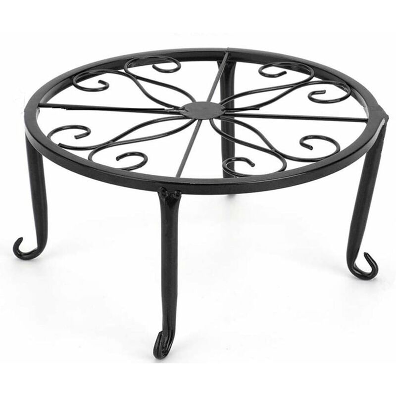 9" Rust Resistant Wrought Iron Metal Plant Pot Stand Black