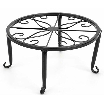 9" Rust Resistant Wrought Iron Metal Plant Pot Stand Black