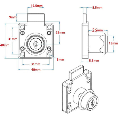 4 pcs Desk Drawer Lock, Cylinder Furniture Lock Use For Closing Cupboards, Drawer, Cabinet Ect, Thick And Durable