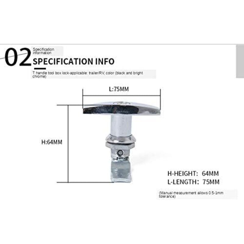 T-Handle Lock With Key, Aluminum Alloy Trailer Door Latch T-Handle Lock Universal T-Handle Lock For Trailers
