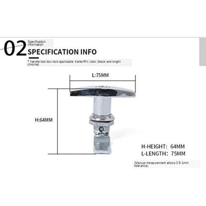 T-Handle Lock With Key, Aluminum Alloy Trailer Door Latch T-Handle Lock Universal T-Handle Lock For Trailers