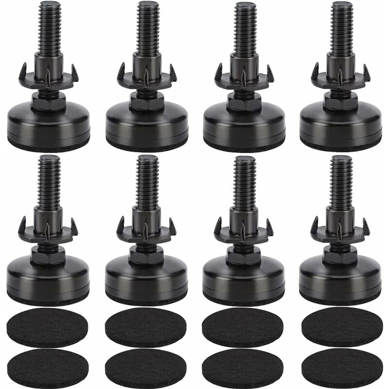 8 pcs Adjustable Furniture Straightener Feet, Adjusting Screws, Adjusting Feet With Push-In Nut For Wooden Furniture