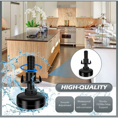 8 pcs Adjustable Furniture Straightener Feet, Adjusting Screws, Adjusting Feet With Push-In Nut For Wooden Furniture