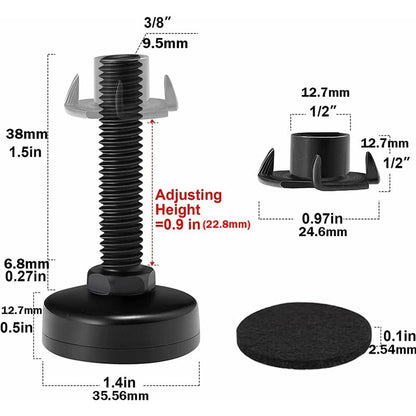 8 pcs Adjustable Furniture Straightener Feet, Adjusting Screws, Adjusting Feet With Push-In Nut For Wooden Furniture