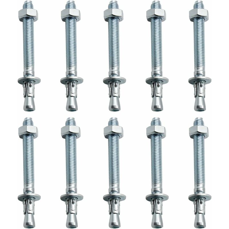 Anchor Plugs, 10 pcs M10/10Mm Galvanized Heavy Duty Anchors, Galvanized Metal Anchors, For Balustrades, Curtain Walls,