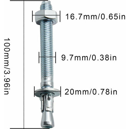 Anchor Plugs, 10 pcs M10/10Mm Galvanized Heavy Duty Anchors, Galvanized Metal Anchors, For Balustrades, Curtain Walls,