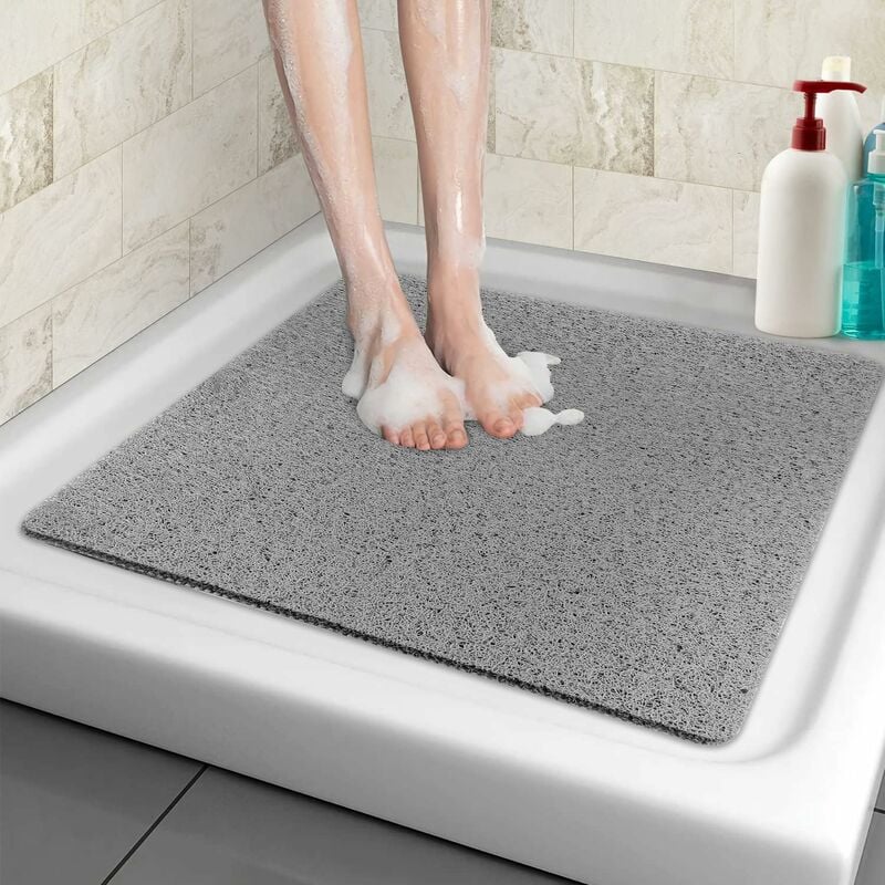 Non-Slip Shower Mat, 60Cm, Soft Comfort Safety Bath Mat With Drainage Holes, Pvc Loofah Massage Shower Mat For Wet
